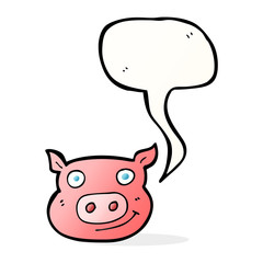 cartoon pig face with speech bubble