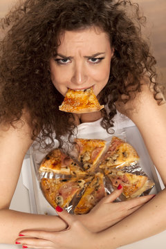 Greedy Girl Eats Pizza