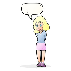 cartoon confused woman with speech bubble