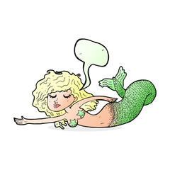 cartoon mermaid with speech bubble