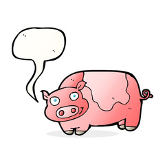 cartoon pig with speech bubble