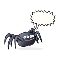 cartoon spooky spider with speech bubble