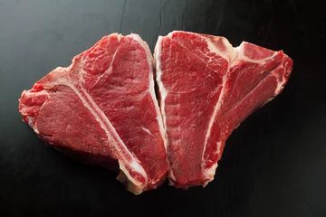 Papier Peint photo autocollant Steakhouse Raw fresh meat t-bone steak