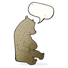 cartoon happy bear with speech bubble