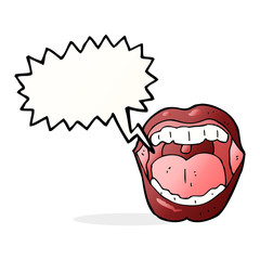 cartoon mouth with speech bubble