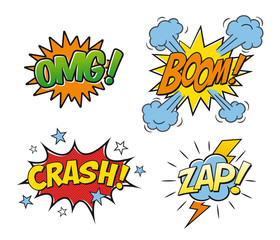 A collection of comic style speech bubbles