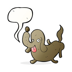 Obraz premium cartoon dog sticking out tongue with speech bubble