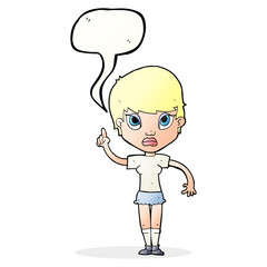 cartoon girl with idea with speech bubble