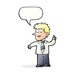 cartoon man with good idea with speech bubble