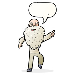 cartoon stressed old man with speech bubble