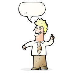cartoon man with good idea with speech bubble