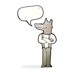 cartoon funny werewolf with speech bubble