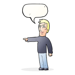 cartoon angry man pointing with speech bubble