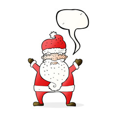 cartoon stressed out santa with speech bubble
