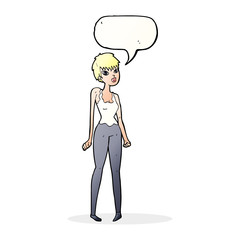 cartoon pretty woman  with speech bubble