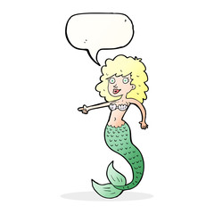 cartoon mermaid with speech bubble