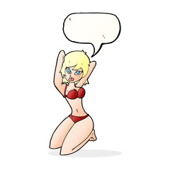 cartoon sexy woman posing with speech bubble