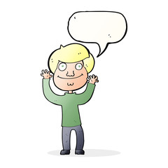 cartoon happy boy with speech bubble