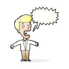 cartoon screaming man with speech bubble