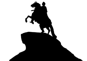 Silhouette equestrian monument on a white background