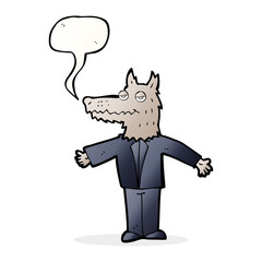 cartoon wolf with speech bubble