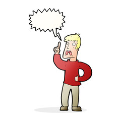cartoon man with complaint with speech bubble
