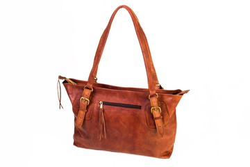 Brown leather handbag for ladies