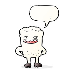 cartoon tooth with speech bubble
