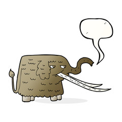 cartoon woolly mammoth with speech bubble
