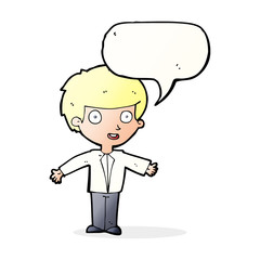 cartoon happy boy with speech bubble