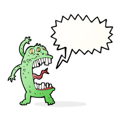 cartoon crazy monster with speech bubble