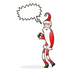 cartoon santa claus with speech bubble