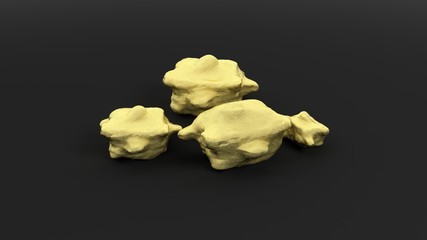 Golden nuggets, isolated on black background.
