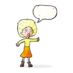 cartoon woman  with speech bubble