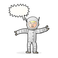 cartoon space man with speech bubble