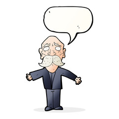 cartoon disapointed old man with speech bubble