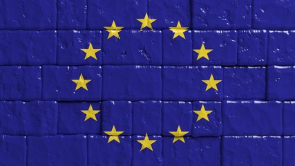 Brick wall with painted flag of European Union