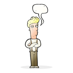 cartoon unimpressed man with speech bubble