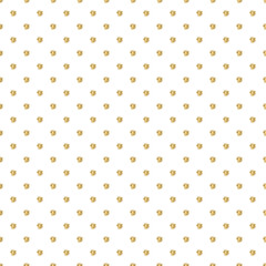 Seamless pattern with gold glitter polka dot ornament on white background