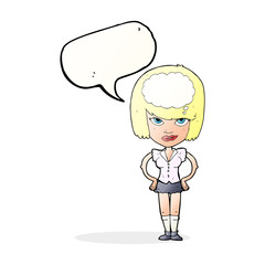 cartoon woman thinking with speech bubble