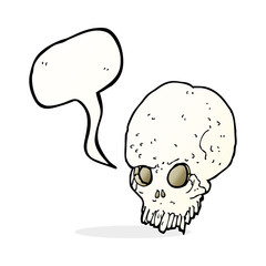 cartoon spooky skull with speech bubble