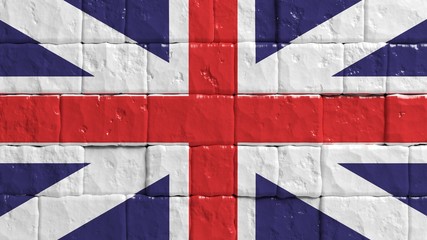 Brick wall with painted flag of United Kingdom
