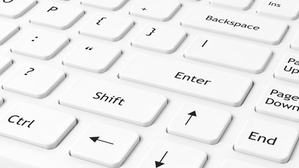White computer keyboard closeup