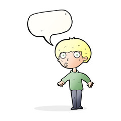 cartoon surprised boy with speech bubble