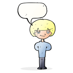 cartoon happy man with speech bubble