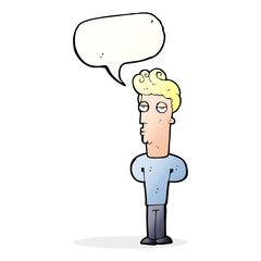 cartoon bored man with speech bubble
