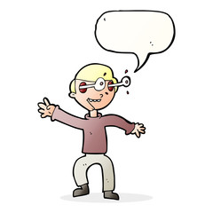 Fototapeta premium cartoon amazed boy with speech bubble