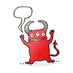 cartoon little devil with speech bubble