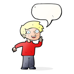 cartoon boy posing for photo with speech bubble