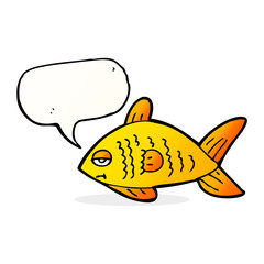 cartoon funny fish with speech bubble